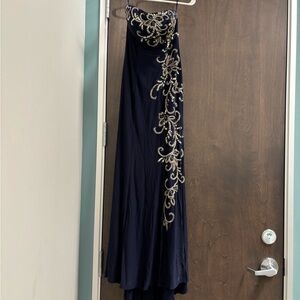 Jump Navy Strapless Maxi Dress with Gold Embellishment